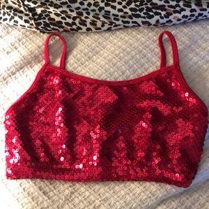 2/$15 Ferreira dance top red sequins stretchy